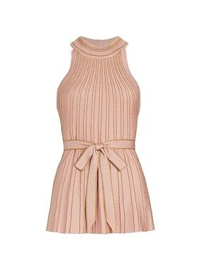 NWT Zimmermann Wonderland Metallic Halter Sleeveless Waist Tie Top Tank